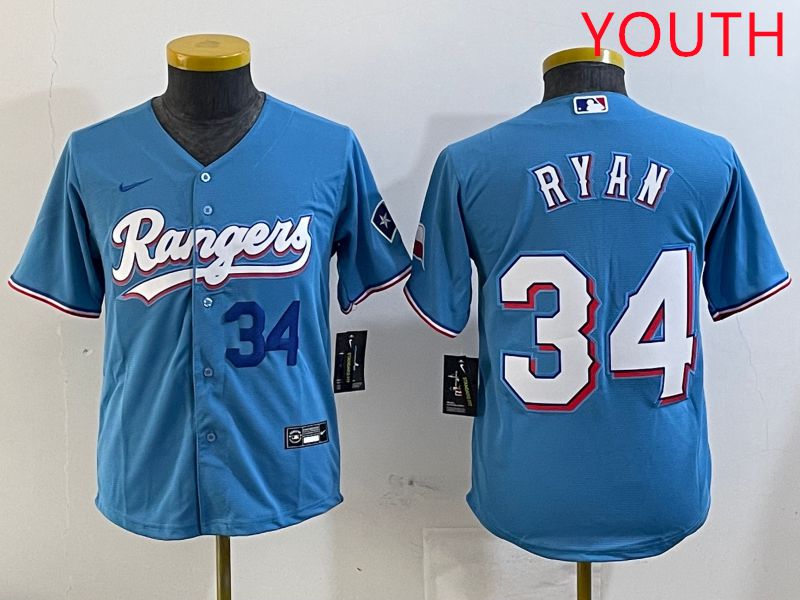 Youth Texas Rangers #34 Ryan Light Blue Game 2025 Nike MLB Jersey style 2